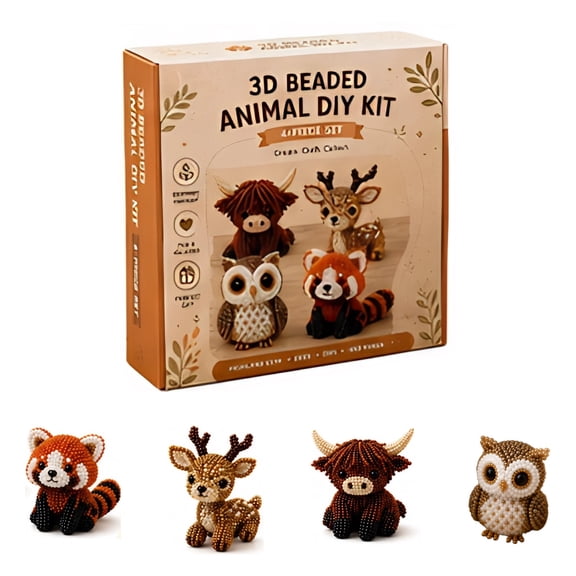 3D Beaded Animal DIY Craft Kit,DIY Handmade Bead Art Set for Teens & Adults,Beginner-Friendly Craft Activity with Full Materials & Instructions