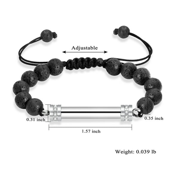 Adjustable Volcanic Stone Beaded Bracelet Memorial Cremation Jewelry for Ashes Holder Funeral Urn Bracelet for Ashes