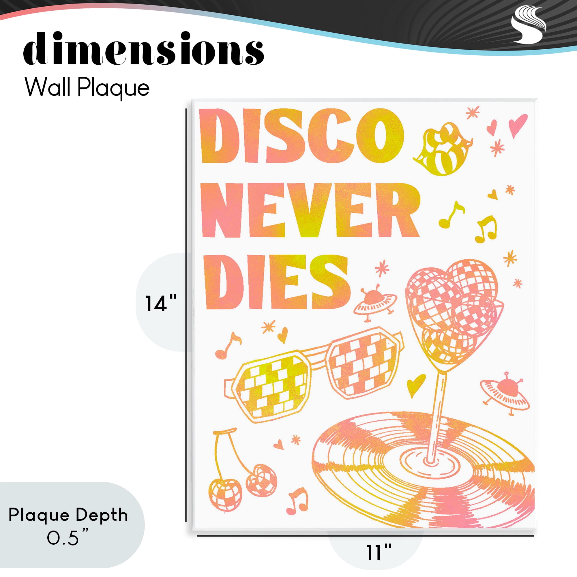Stupell Industries Disco Never Dies Wall Plaque Art, design by Ziwei Li