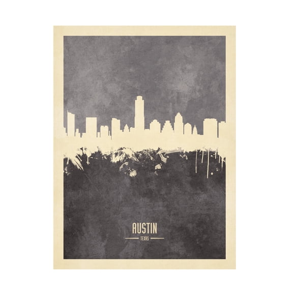Michael Tompsett 'Austin Texas Skyline Gray' Canvas Art