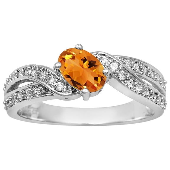Cluster 6X4 MM Oval Natural Citrine 925 Sterling Silver Valentines Day Gifts Ring