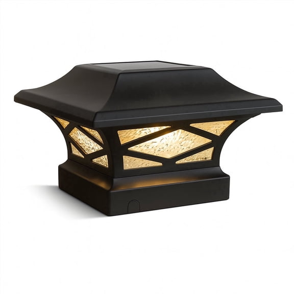 Classy Caps Kingsbridge Dual Lighted Solar Post Cap - Fits 3.5"x3.5", 4"x4", 5"x5", and 5.5"x5.5" Posts - Black Aluminum