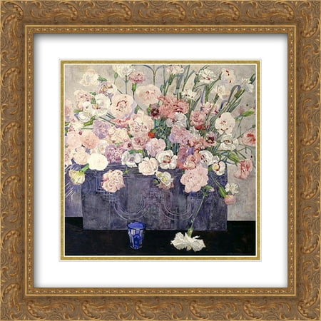 - Charles Rennie Mackintosh 2x Matted 20x20 Gold Ornate Framed Art Print 'Pinks'