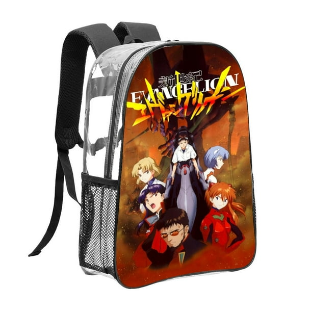 NEON GENESIS EVANGELION Mochila transparente temática, resistente y duradera, bolsa see-through para trabajo, deporte, universidad y viaje, 31 × 43 cm