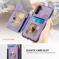 thumbnail image 5 of SaniMore for Samsung Galaxy A35 Wallet Case, [RFID Blocking] Elastic Card Slot Vehicle Magnetic PU Leather Ring Holder & Lanyard Stand Money Pocket Cover for Samsung A35, Purple, 5 of 12