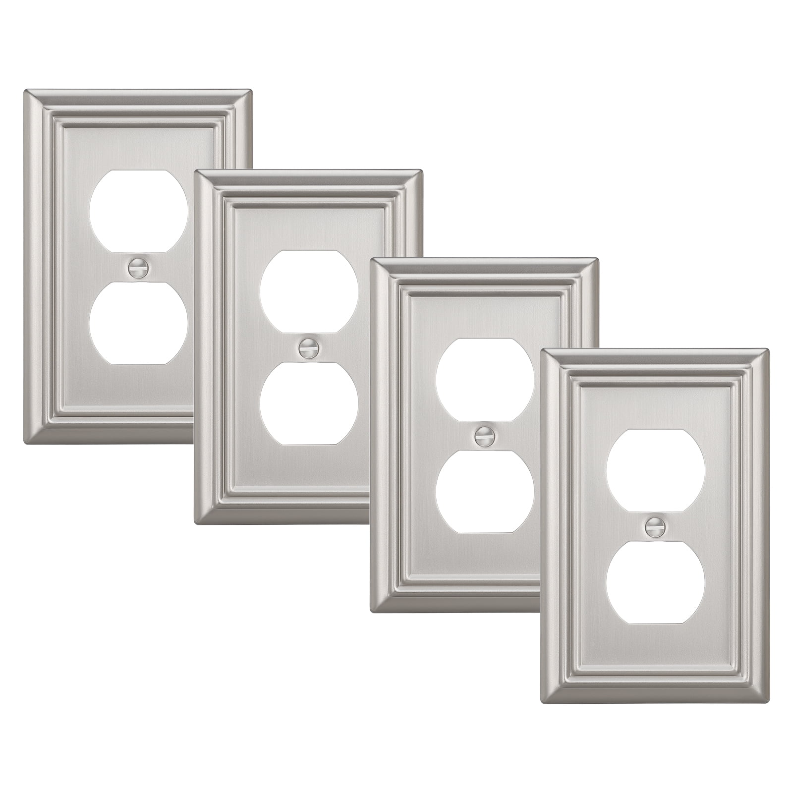 DEWENWILS 4Pack Duplex Wall Plate, Metal Wall Outlet Cover for