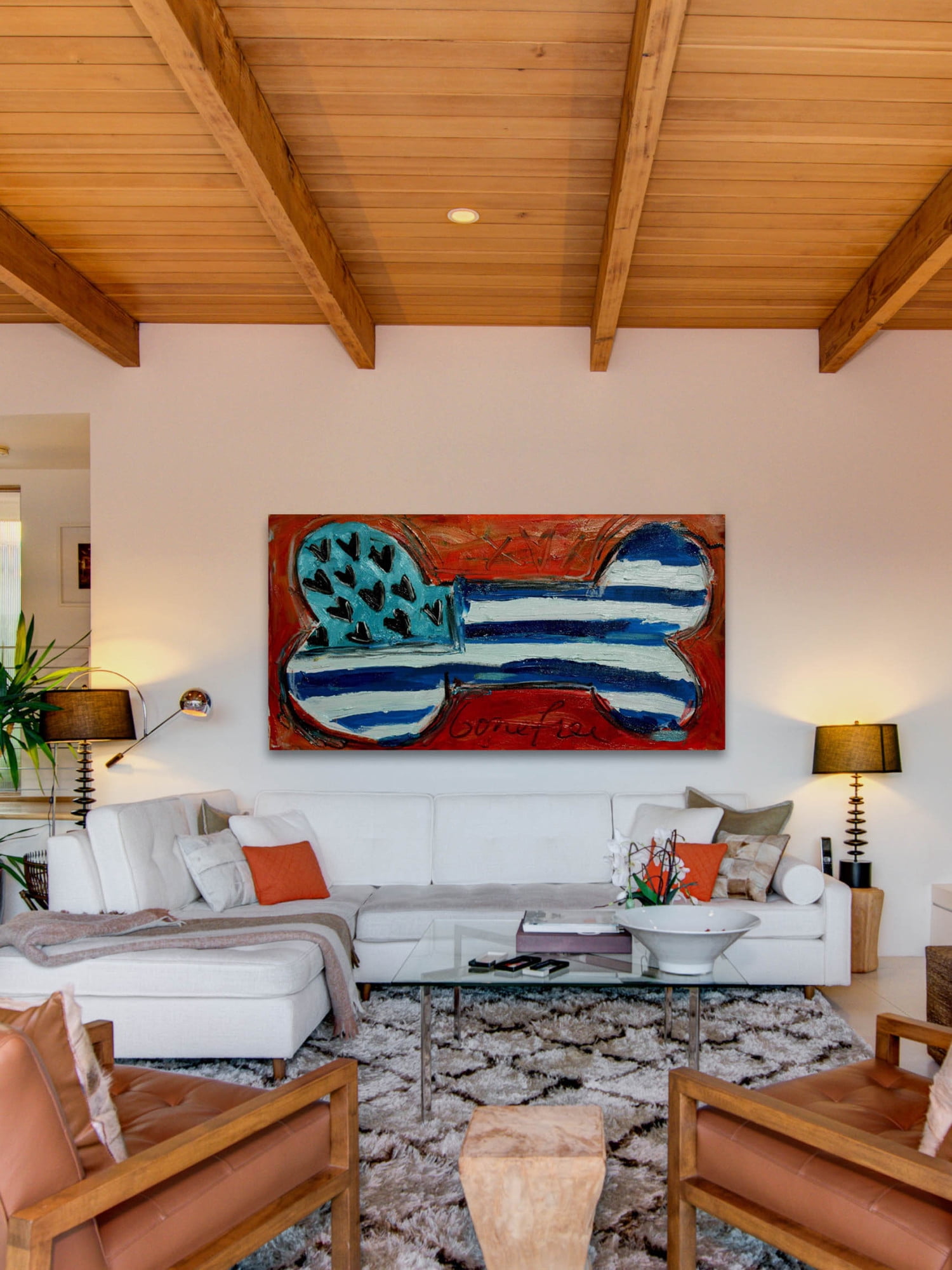 Marmont Hill 'Orange Bone' by Tori Campisi Painting Print on Wrapped Canvas