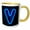Yellow/White, variant on 3drose, Monogram Letter V Abstract Neon Blue Lit Shining Illuminated, 11oz Two-tone Yellow Mug