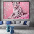thumbnail image 5 of Mudket Pink White Leopard with Diamond Pearl Decor Canvas Wall Art, Cute Glam Princess Paintings for Bedroom Print for Girls Nursery Home Decor , Framed Ready to Hang - 12"L x 8"W, 5 of 9