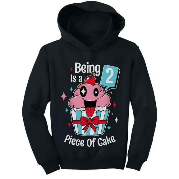 Gift for 2 Year Old Girl 2nd Birthday Funny Cupcake Toddler Hoodie 2T Black