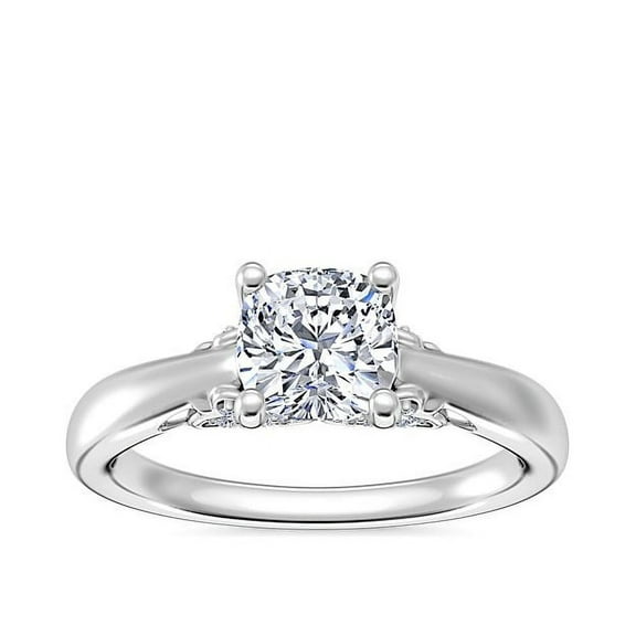 1.20 Carat Unique Design Solitaire Cushion Natural Diamond Wedding Ring for Women in Solid 14K White Gold Size 7