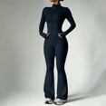 thumbnail image 2 of TZZQ Womens 2 Piece Yoga Outfits Fitted Long Sleeve Zipper Crop Jackets High Waist Elastic Flare Pants Slim Fit Casual Matching Outfits Flare Legging Workout Sets Athletic Clothing Sets Navy Xl, 2 of 7
