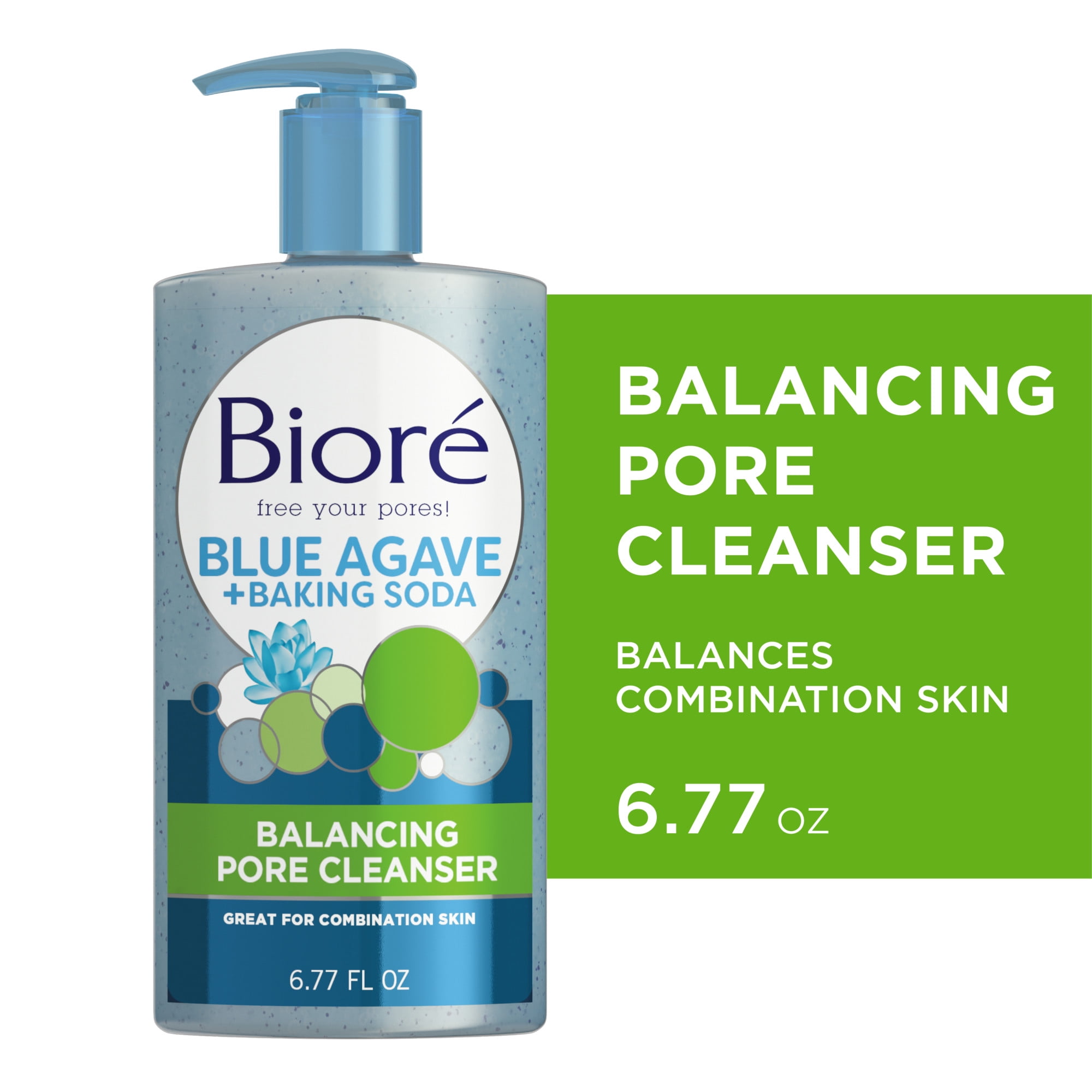 Biore Blue Agave + Baking Soda, Pore Cleanser for Combination Skin, 6.77 fl oz