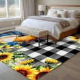 thumbnail image 5 of Rectangle Rug 5x8ft Area Rug,Watercolor Rustic Rooster Sunflower Area Rugs for Living Room Bedroom,Black White Buffalo Check Floor Mat Non-Slip Non-Shedding Carpet Indoor Accent Rugs, 5 of 9