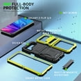 thumbnail image 4 of Dteck Samsung Galaxy Flip4 Case, Galaxy Z Flip3 5G Case with Stand, Metal Bumper Silicone Case Hybrid Military Shockproof Heavy Duty Rugged case for Samsung Z Flip3/Flip4, Yellow, 4 of 8