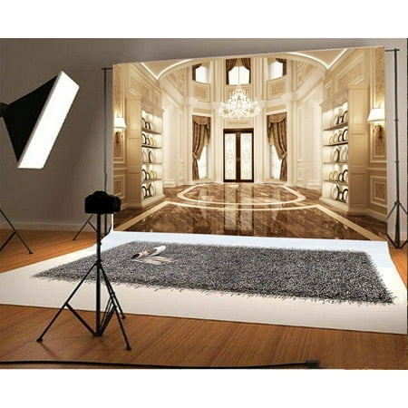 GreenDecor Polyster 7x5ft Palace Backdrop Interior Luxurious Castle Droplight Curtain Marble Floor Wedding Photography Background Kids Adults Photo Studio (Best Camera For Interior Photography)