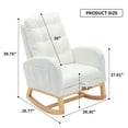 thumbnail image 5 of PORKISS Accent Rocking Chair with Pull-Out Footrest, Particle Fleece Accent Rocker Chair with Rubber Wood Legs Side Pocket, Glider Rocker with High Backrest for Living Room Bedroom Playroom, White, 5 of 11