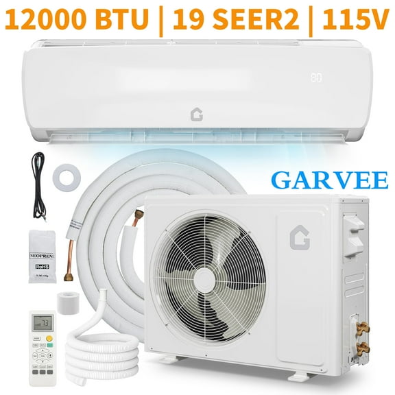 Garvee 12000 BTU Air Conditioners with Heat, 19 SEER2 Mini Split AC for Cools Rooms up to 750 Sq.ft, 115V, White