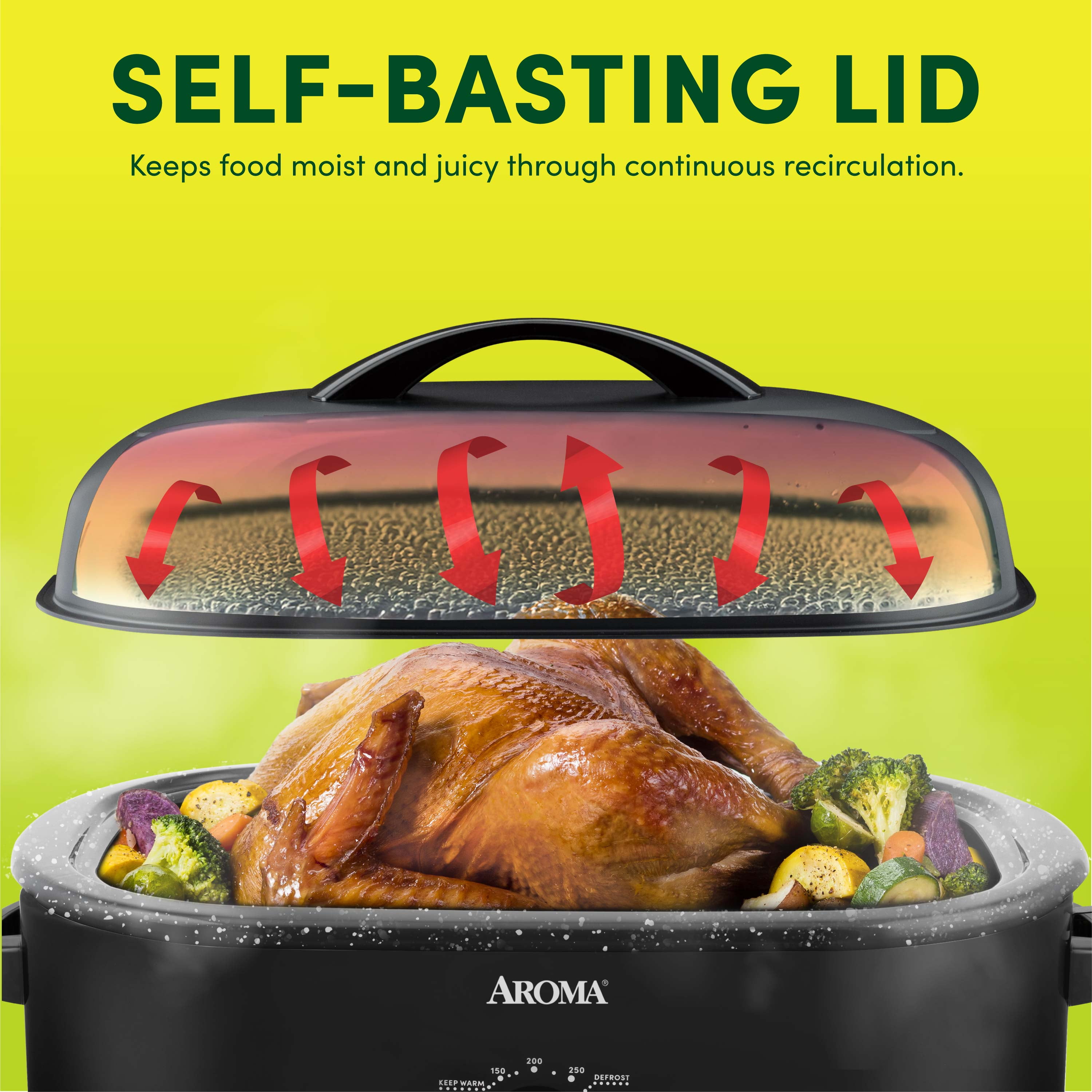 (3 pack) Aroma® 18Qt. Electric Roaster Oven with High Dome Lid, 8X Bonded Granite Enamel, New-Black (ART-718BH)