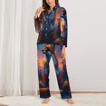 thumbnail image 2 of Honeii Starry Sky Meditating Fox print Women's Pajama Sets Long Sleeve Button Down Sleepwear Nightwear Soft Pjs Lounge Sets-Small, 2 of 7