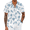 White - Blue Leaves, variant on COOFANDY Mens Beach Shirts Short Sleeve Floral Button Down Shirt Island Cruise Ship Essentials