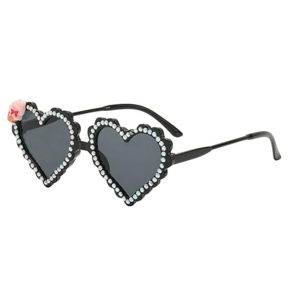 Toddlers Heart Frame Sunglasses, Summer Little Girls Ice Cream/Rhinestone Decoration Anti-ultraviolet Outdoor Glasses