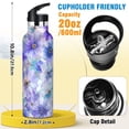 thumbnail image 2 of Kids Insulated Stainless Steel Sports Water Bottle 600ml Watercolor Blue-purple Flowers, 2 of 6