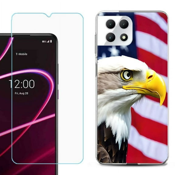 Phone Case for T-Mobile Revvl 7 5G, Shockproof Case Cover with Tempered Glass Screen Protector, by OneToughShield - Eagle