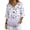 Butterflies and Lavender, variant on Loose Fit Imitation Linen-Like Blouse for Vacation Holiday, Black White Toile Casual V Neck Women's Blouse 3/4 Sleeve, Size Medium