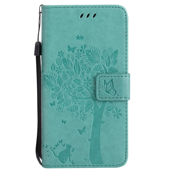 Samsung Galaxy J5 Case 2017 (Not for J5 Prime), Allytech [Embossed Cat & Tree] PU Leather Wallet Case Folio Flip Kickstand Cover with Card Slots for Samsung Galaxy J5 2017 Release, Green