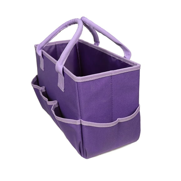 Oxford Cloth Teacher Tote Bag with Handles Craft Purple Craft Multi-pocket Art Tote Bag Craft Storage Tote Bag for School Outdoor Students