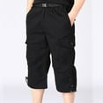 thumbnail image 3 of SWSMCLT Men's Casual Pants Soft Capri Cotton Capris Cargo Loose Summer Thin Pocket Mid Rise Cropped Pants Black 36, 3 of 4