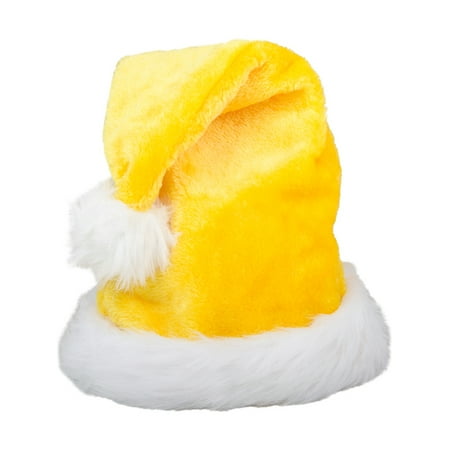 Trim Santa - Christmas Yellow Plush Faux Fur Trim Santa Hat Costume Accessory