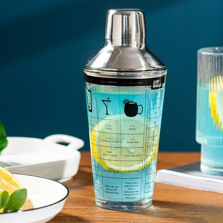 

GROFRY 400ML Cocktail Shaker Large Capacity Three-stage Design Double Scale Stainless Steel Transparent Wine Beverage Mixer for Bar