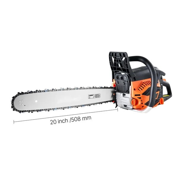 62 cc Gas Chainsaw, 20 inch Gas Powered Chainsaw, 3.8 HP Power Chain Saw with Non-Slip Handle, Gas-Powered Chainsaws with Dual Fuel Tanks, For Wood Cutting, Tree Trimming, and Land Clearing