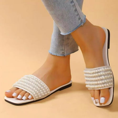 

KaLI_store Home Slippers Women Women s Comfort Slides Double Buckle Adjustable EVA Flat Sandals Beige Side 8