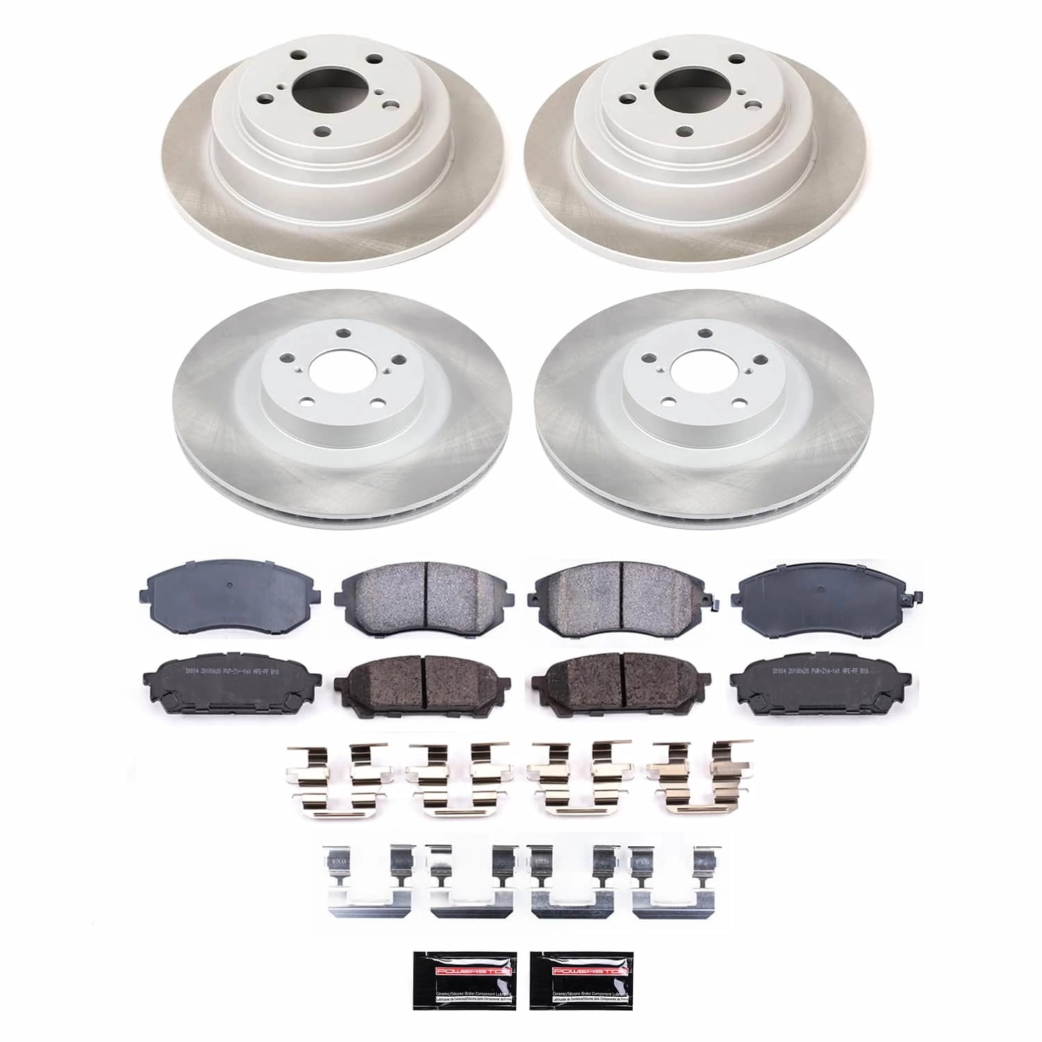 PowerStop Front and Rear Semi-Coated Rotor and Low-Dust Ceramic Brake Pad Kit SC2376