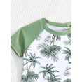 thumbnail image 2 of Baby Boy Summer Swimwear Short Sleeve Sun Protection Two-Piece Swimsuit Printed With Tropical Plants & Coconut Trees, Suitable For Beach Vacations, 2 of 3