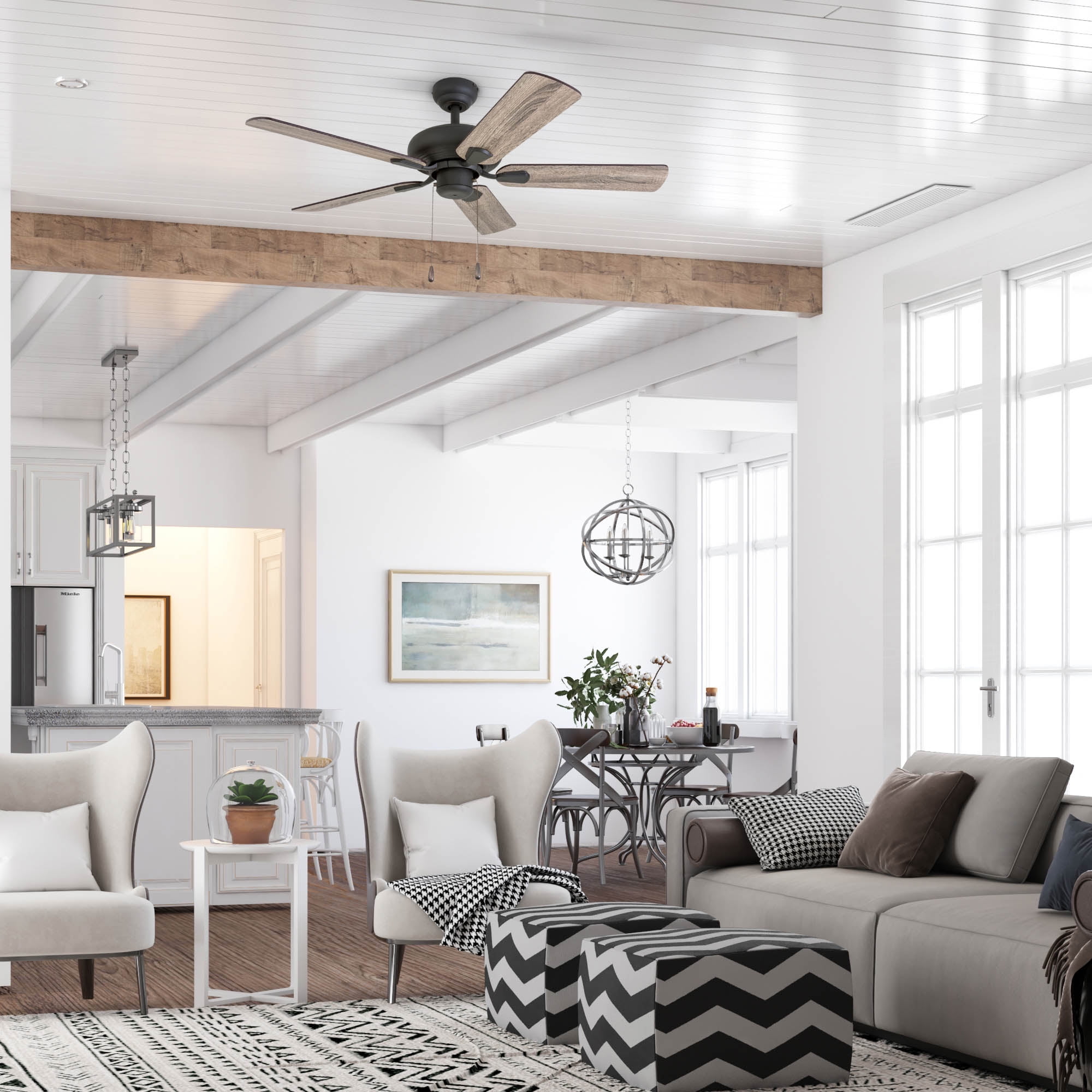 Prominence Home Russwood 42" Bronze Ceiling Fan with 5 Blades, Pull Chain & Reverse Airflow