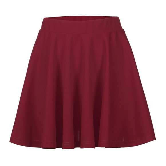 Babysbule Clearance Women Skirts Women's Solid Color Basic Versatile Stretchy Flared Casual Pleats Mini Skirt