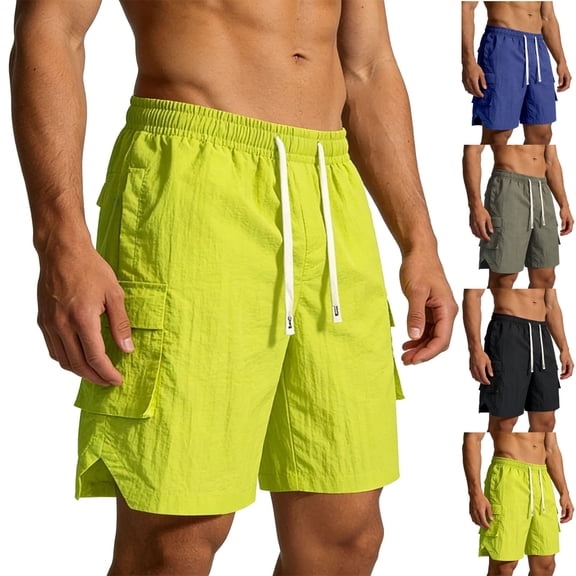 Men's 5" Running Shorts Quick Dry Athletic Workout Gym Shorts with Cargo Pockets Navy