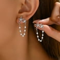 thumbnail image 2 of Shell Starfish Earrings for Women Ocean Starfish Pearl Chain Tassel Drop Earring Gold Silver Sea Shell Dangle Stud Earrings Dainty Tiny Ear Jewelry Gift, 2 of 5