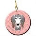 Carolines Treasures BB1229CO1 Checkerboard Pink Saluki Ceramic Ornament 3 in multicolor