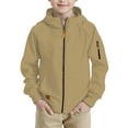 thumbnail image 3 of Loopsun Boys Hooded Sweatshirt Jackets, Boys Solid Hooded Zip Sweatshirt Long Sleeve Casual Outerwear with Pockets Khaki, 14-15 Years, 3 of 5