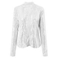 thumbnail image 5 of adviicd Women’s Sequin Jackets Long Sleeve Open Front Coat Glitter Short Blazer Casual Coat Party Club White, S, 5 of 7