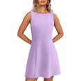 thumbnail image 3 of Women's 2025 New Summer A-Line Sleeveless Boat Neck Mini Dress Club Party Little Short Dresses, 3 of 9
