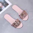 thumbnail image 3 of Women's Rhinestone Flat Sandals Glitter Bling Casual Sandal Open Toe Sparkle Slides Comfy Lightweight Beach Vacation Slip on Slippers, 3 of 5