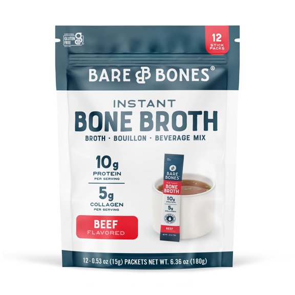 Bare Bones Instant Beef Bone Broth, 12 ct.