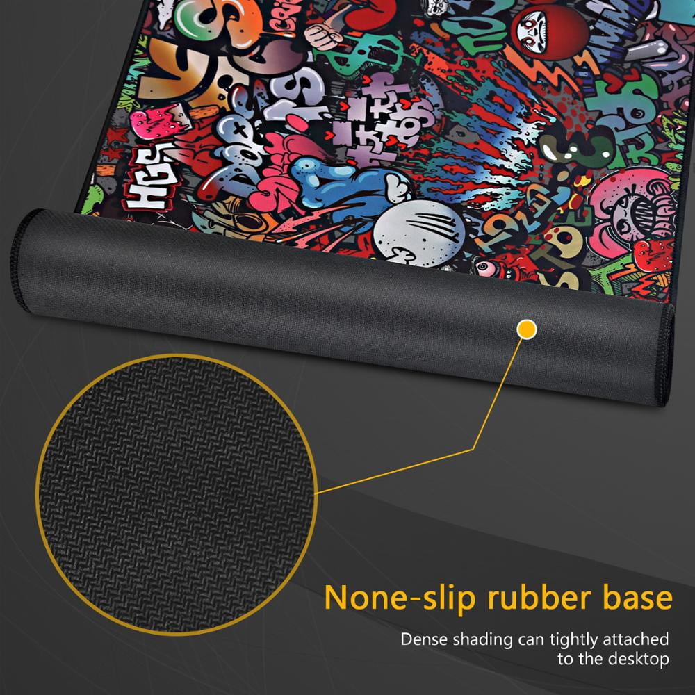 HeavySlap 36" Wide Extra Large Gaming Mouse Pad with Multicolor Graffiti Pattern XL Extended Size