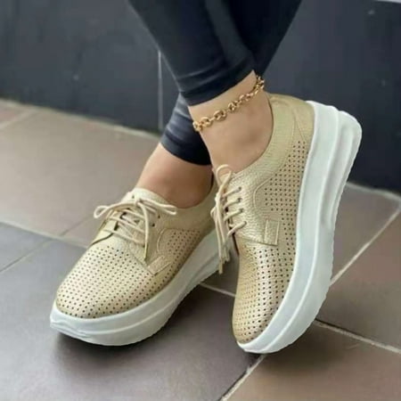 

Aueoeo Walking sneakers for women Women Breathable Sneakers Color Solid Color Shoes Plus Size Fashion Sports Casual Shoes